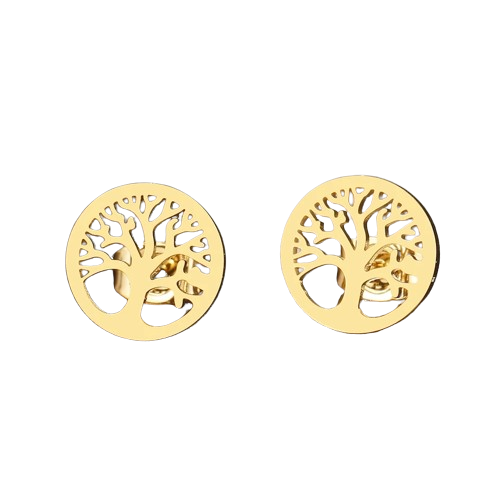 Stainless Steel Tree of Life  Earrings Gold Plated