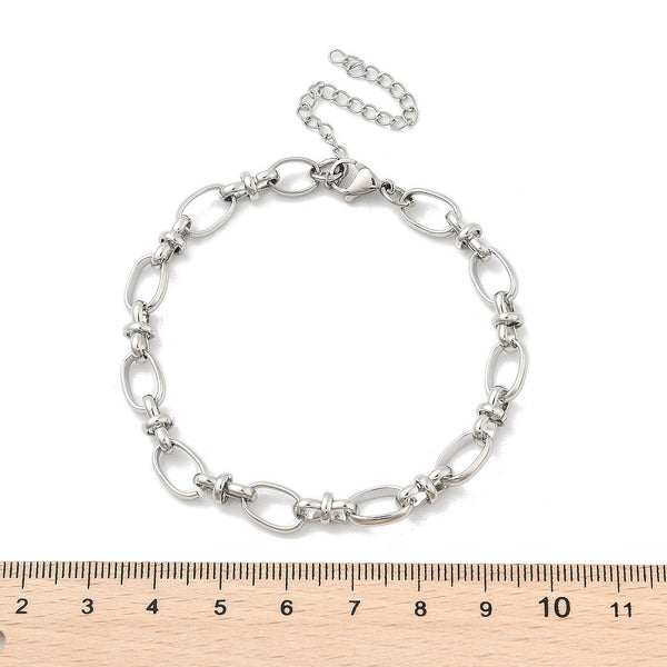 Stainless Steel Oval Link Chain Bracelets, with Lobster Claw Clasps