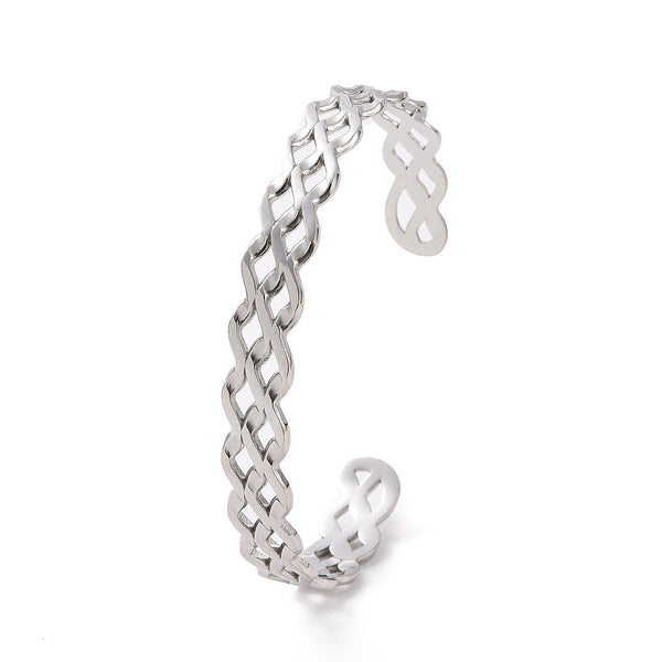 Stainless Steel Cuff Bangles, Hollow Wave Bangles
