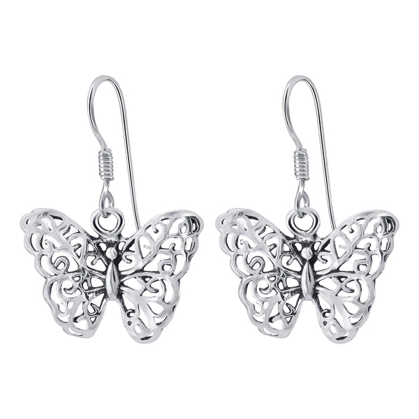 Sterling Silver Butterfly Hanging Earrings