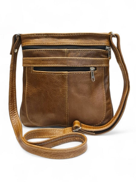 Genuine Leather Slingbag Small Tan TBAG36