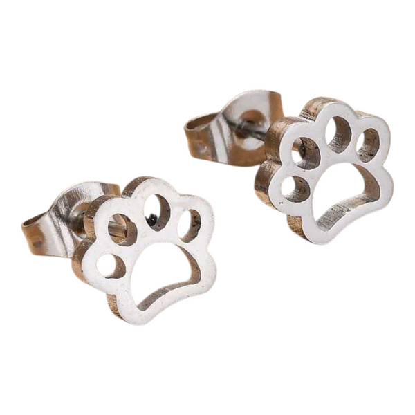 Stainless Steel Paw Stud Earrings