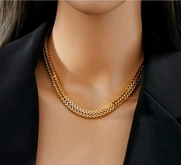 8mm Herringbone Gold Plated Stainless Steel Chain
