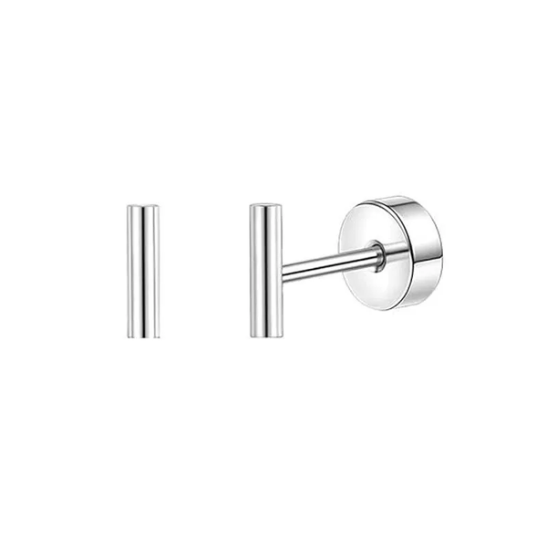 Bar Earrings with Helmet Safe Screw in Backings