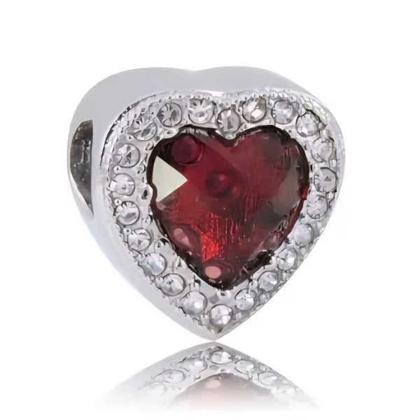 Rhinestone Red Heart Charm