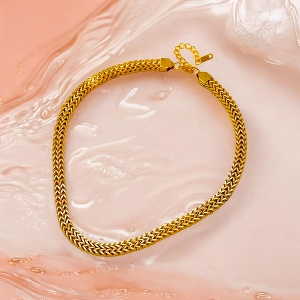 8mm Herringbone Gold Plated Stainless Steel Chain