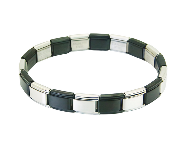 9mm Black & Silver Two Tone Bracelet