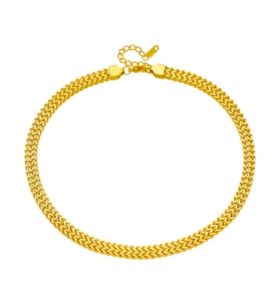 8mm Herringbone Gold Plated Stainless Steel Chain