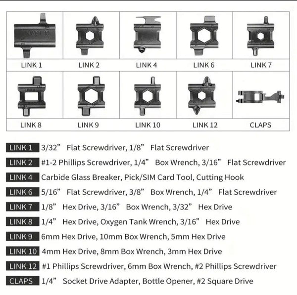 29 in 1 Stainless Steel Tool Bracelet