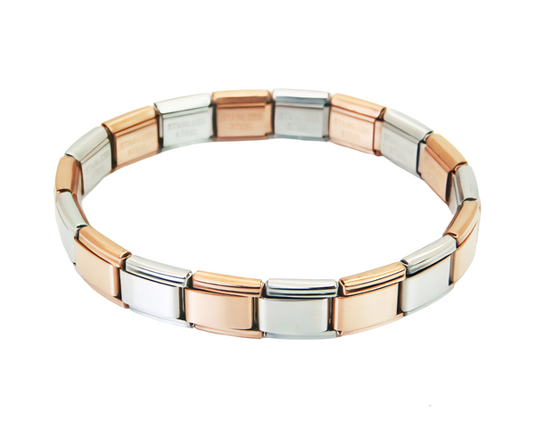 9mm Rose Gold & Silver Italian Charm Bracelet