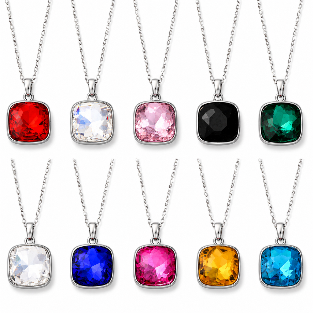 Stainless Steel CZ Birthstone Necklaces