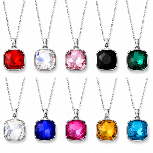 Stainless Steel CZ Birthstone Necklaces
