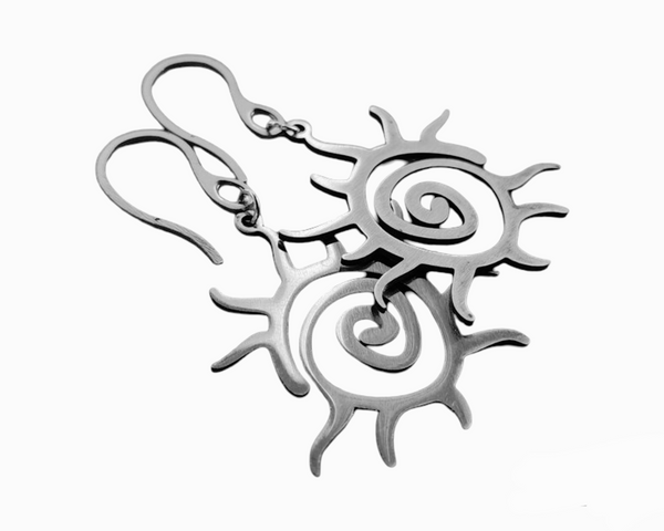 Stainless Steel Sun Dangling Earrings