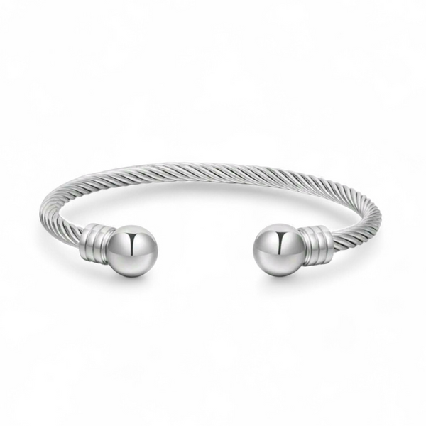 Stainless Steel Wire Bracelet, Round Bead Stainless Steel Cuff Bracelet, Suitable For Daily Wear