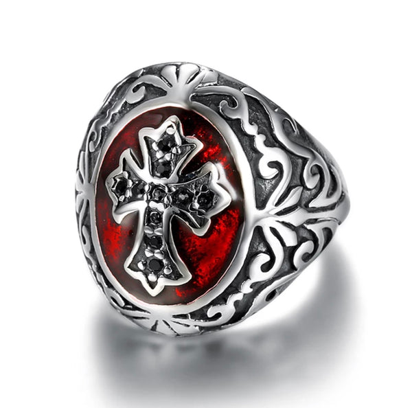 Celtic Templar Ring Prayer Cross Biker Ring