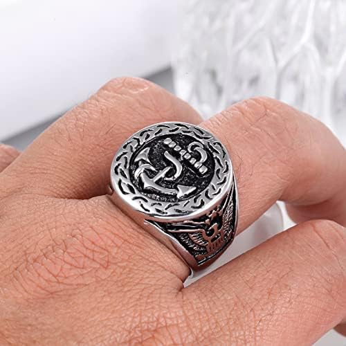 Men's Fashion Ring Viking Simple Ship Anchor Design Stainless Steel