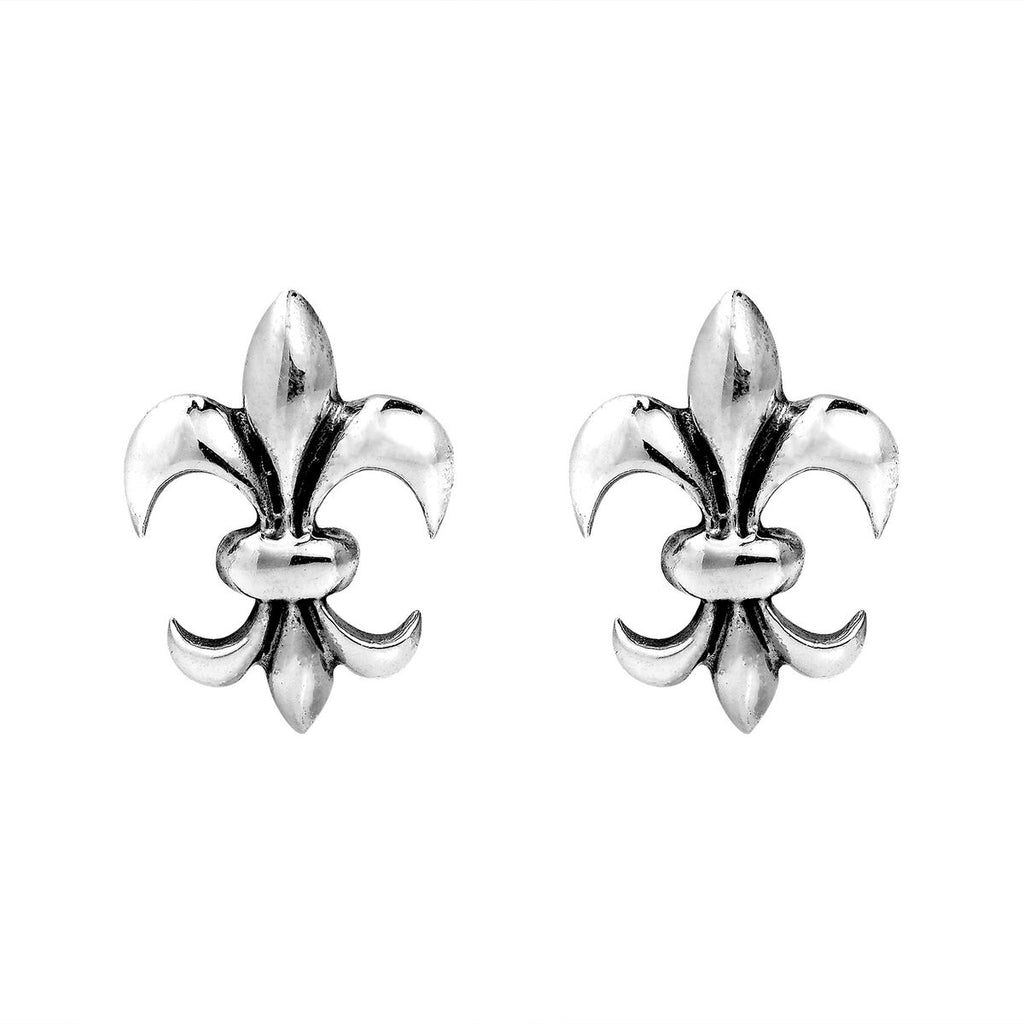 Sterling Silver Fleur de Lis Stud Earrings