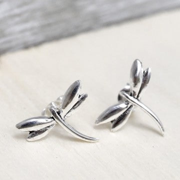 Sterling Silver Dragonfly Stud Earrings