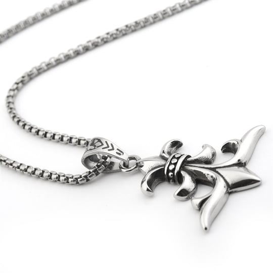 Stainless Steel Fleur de Lis Pendant Necklace