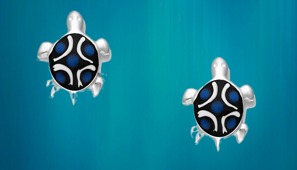 Sterling Silver Sea Turtle Earrings