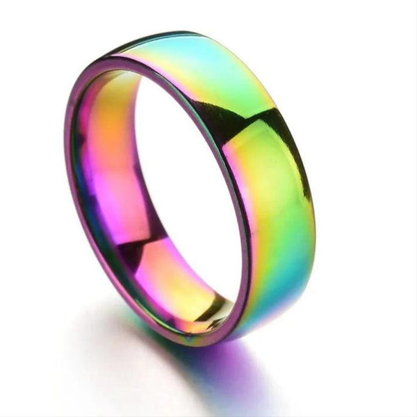 Stainless Steel Rainbow Wedding Ring