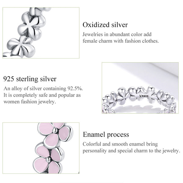 Sterling Silver Pink Flower Ring