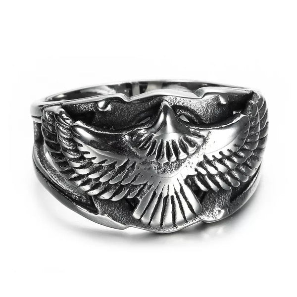 Stainless Steel Swerving Eagle Ring