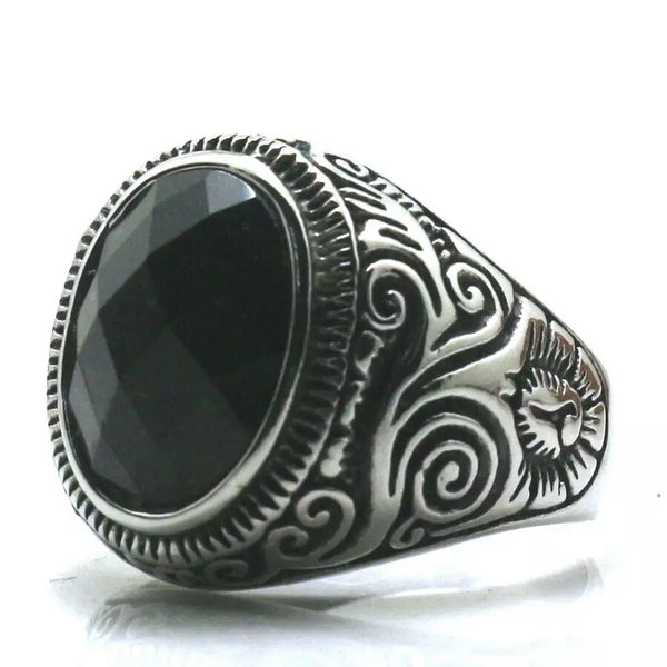 Stainless Steel Black Dome Ring