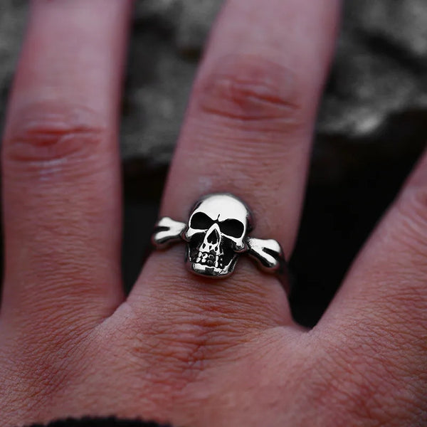 Stainless Steel Skull Crossbone Ring