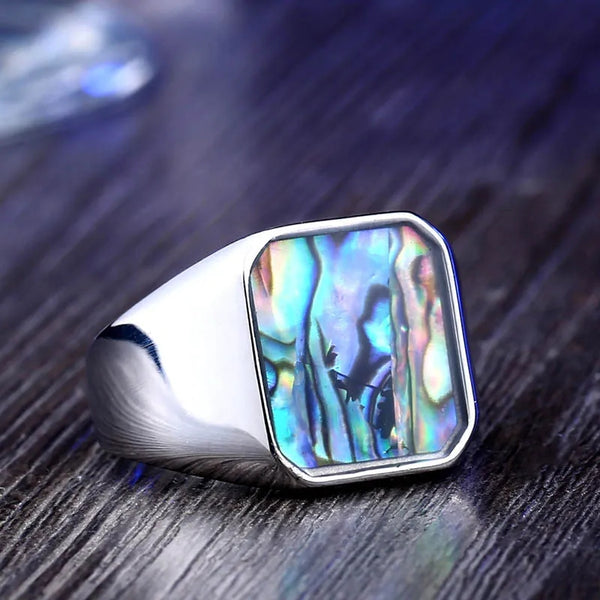 Stainless Steel Abalone Shell Ring