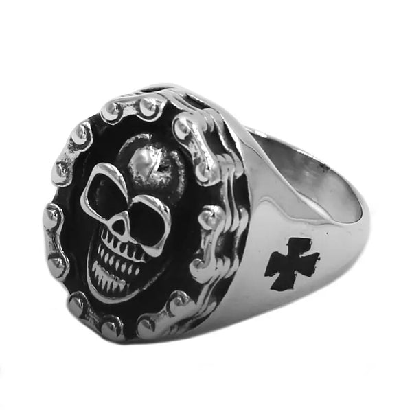 Motorcycle Chain Skull Ring