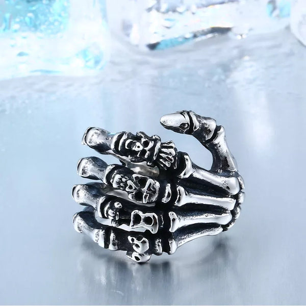 Stainless Steel Skull Hand Ring