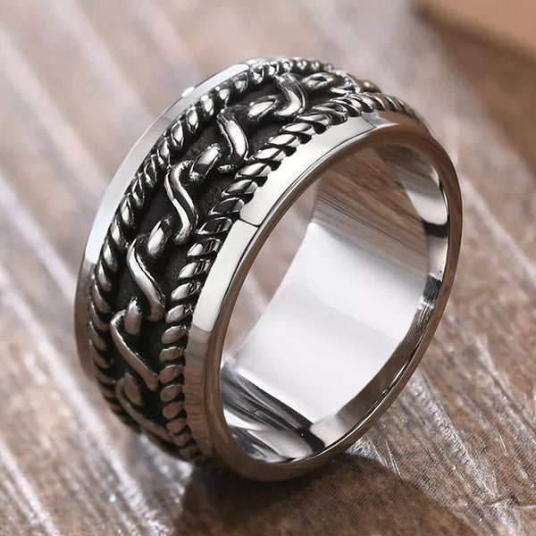 Stainless Steel Twisted Rope Ring