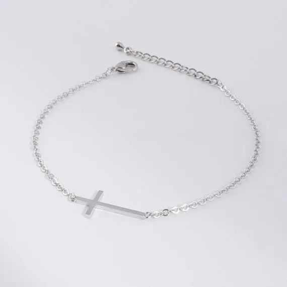 Stainless Steel Fine Cross Bracelet