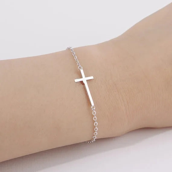 Stainless Steel Fine Cross Bracelet