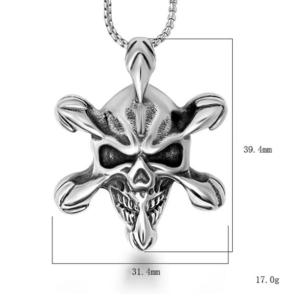 Stainless Steel Skull Claw Pendant Necklace