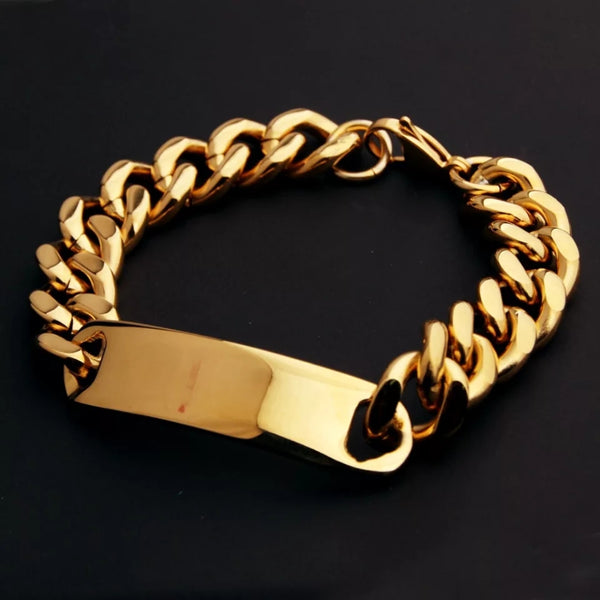 13mm Gold Plated Name Engravable  Bracelet