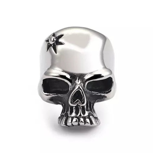 Stainless Steel  Skull with Bullet Hole Ring