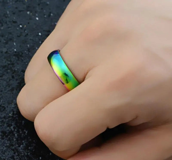 Stainless Steel Rainbow Wedding Ring