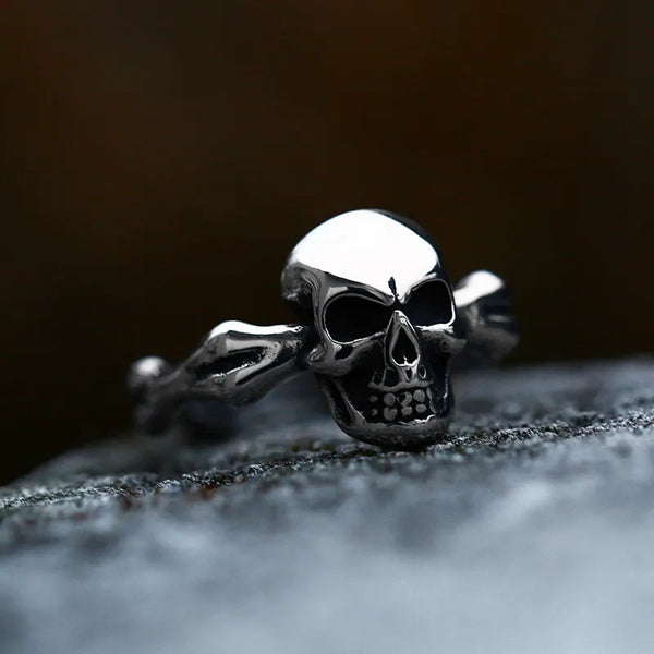 Stainless Steel Skull Crossbone Ring