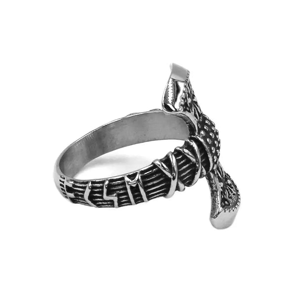 Norse Viking Rune Axe Ring