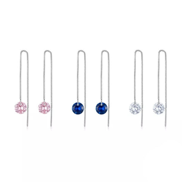 Sterling Silver Threader CZ Drop Earrings