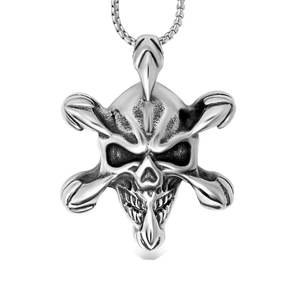 Stainless Steel Skull Claw Pendant Necklace