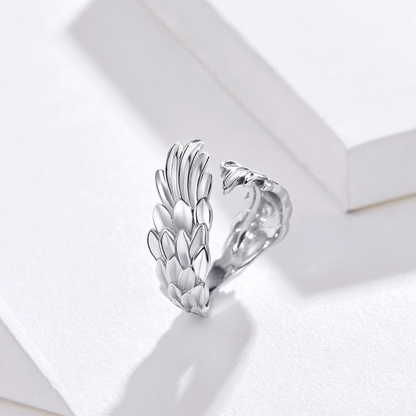 Sterling Silver Protecting Angel Wing Ring