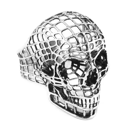 Stainless Steel Mesh Skull Ring