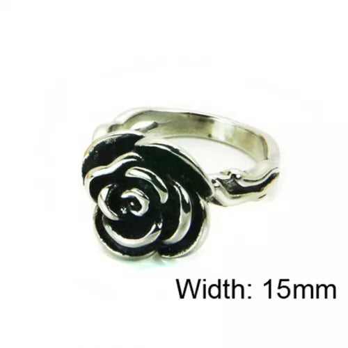 Stainless Steel Ladies Rose Ring