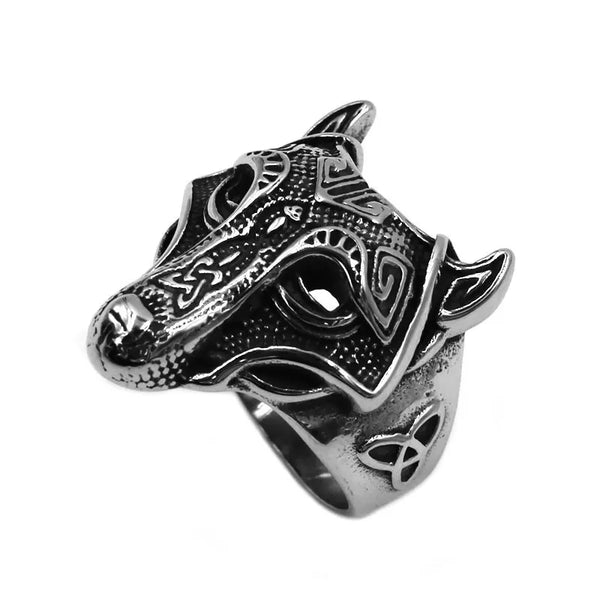 Stainless Steel Nordic  Wolf Viking Ring