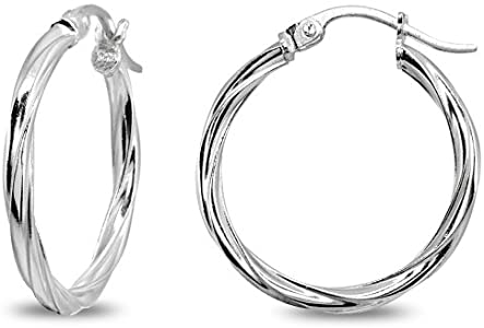 Sterling Silver Twisted Hoop Earrings