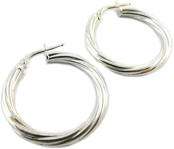 Sterling Silver Twisted Hoop Earrings