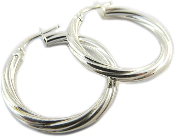 Sterling Silver Twisted Hoop Earrings